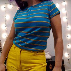 Aqua Colorblock Striped Tee